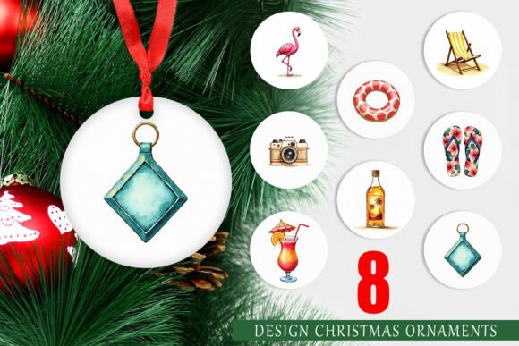 70s Retro Summer Ornament: A Versatile Illustration for Local Business Branding