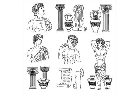 Ancient Greek Illustrations of Men: A Timeless Graphic Design Asset
