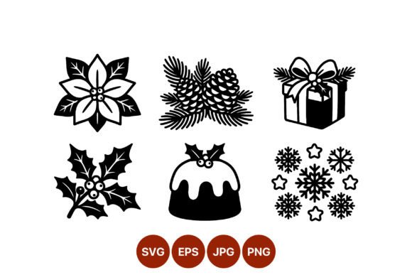 Black White Holiday Icons Set: A Modern Design Asset for Creative Marketers