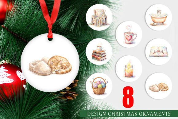 Cozy Relaxation Watercolor Ornament for Local Business Illustrations