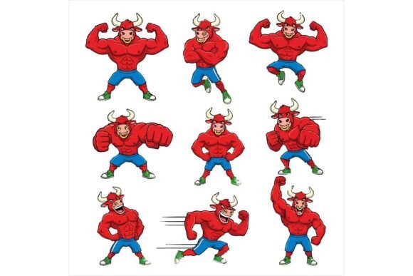 Cute Bull in Gym Illustration Bundle Review for Digital Sellers