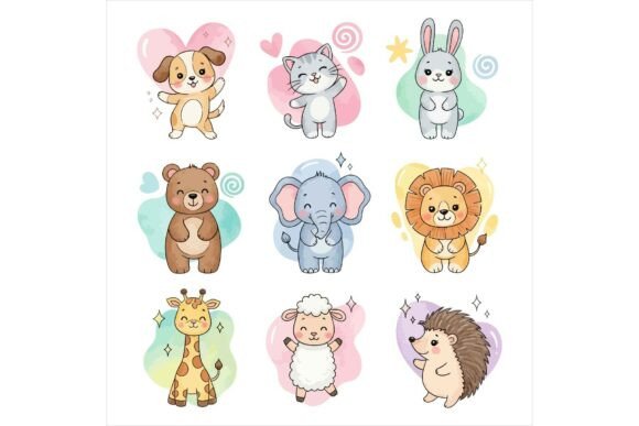 Cute Cartoon Animals for Kids: A Versatile Illustrations Asset for Branding