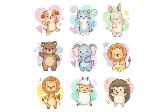 Freebie Cartoon Animals Stickers Set for Real Crafting Projects