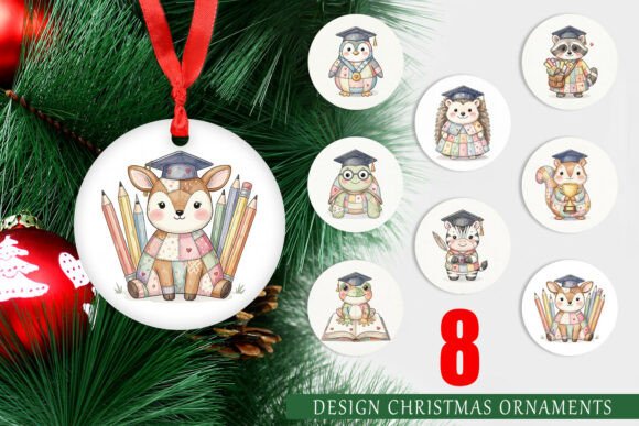 Graduation Patchwork Animal Ornament PNG for Brand Identity and Illustrations