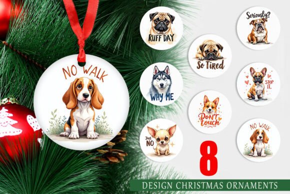 Grumpy Dog Big Eye Ornament: A Playful Illustration for Craft Projects