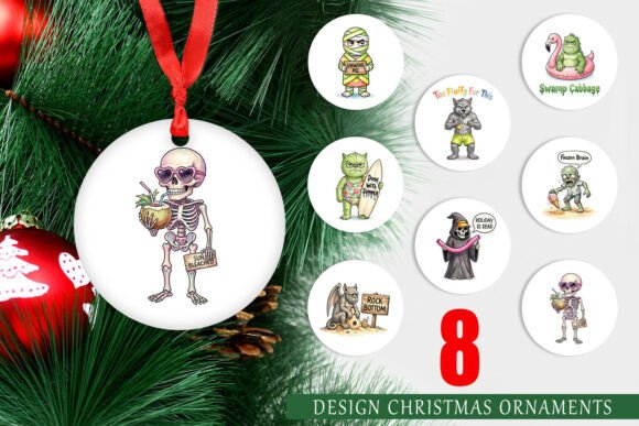 Grumpy Summer Halloween Monster Ornament: A Playful Illustration for Content Creators