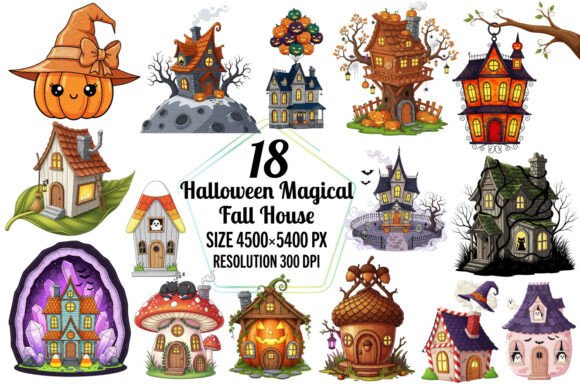 Halloween Magical Fall House Clip Art: A Freebie for Seasonal Web Design