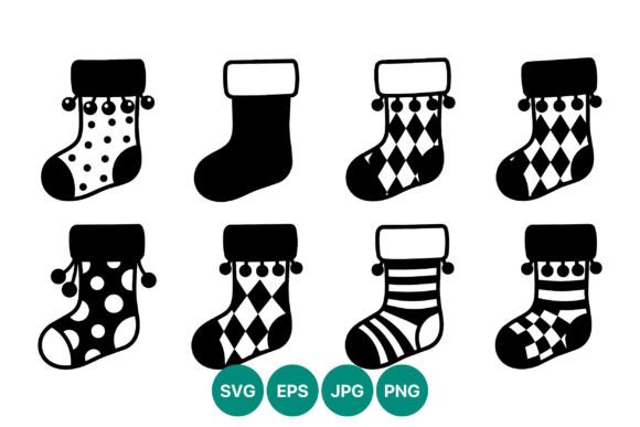 Holiday Socks Black White Vector Clipart Review for Real Projects