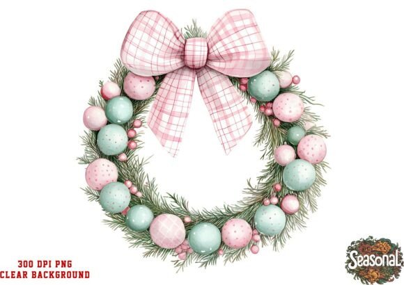 Pastel Frost Pine Wreath PNG: A Soft, Seasonal Illustration for Creative Projects