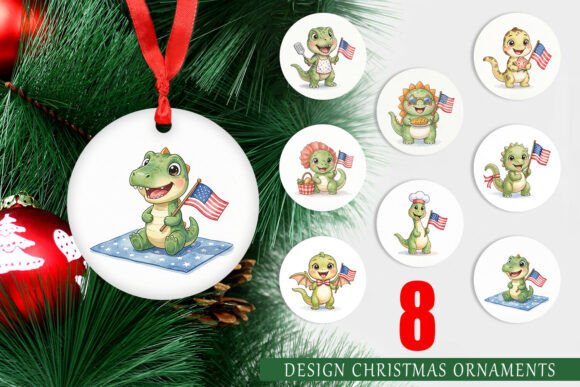 Patriotic BBQ Dinosaur Ornament PNG: A Versatile Illustration for Creative Sellers