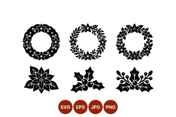 Poinsettia and Holly Wreath Vector: A Festive Illustration for Crafters