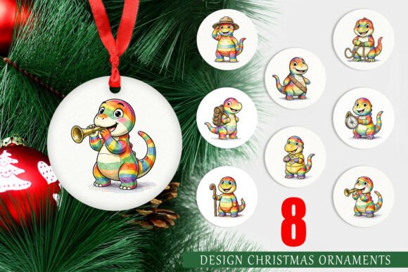 Retro Scout Dino Watercolor Ornament PNG Review for Crafters and Designers
