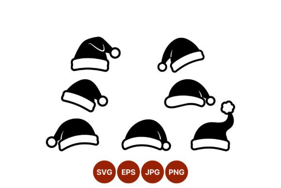 Santa Claus Hats Silhouette Vector for Holiday Illustrations