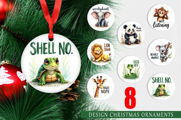 Sassy Big-Eyed Animal Ornament: A Playful Illustration for Handmade Creations