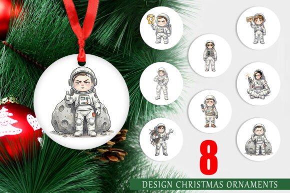 Sassy Introvert Astronaut Ornament PNG: A Unique Illustration for Creative Branding