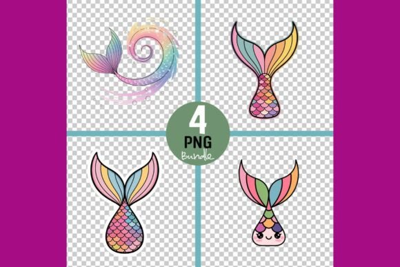 Vibrant Mermaid Tails in Rainbow Bundle: A Dynamic Illustration for Local Business Branding