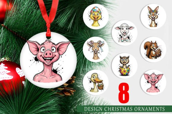 Wacky Easter Animal Ornament PNG Designs for Local Business Branding