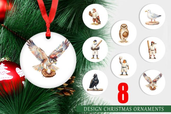 Watercolor Bird Baseball Ornament: A Versatile Illustration for Crafters