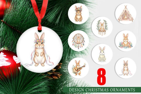 Watercolor Boho Bunny Easter Ornament: A Versatile Illustration for Creative Projects