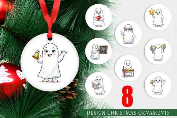 Watercolor School Ghost Ornament PNG: A Versatile Illustration for Creative Projects