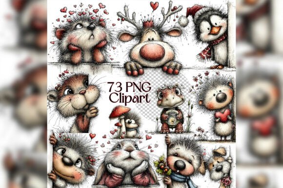Whimsical Peeking Reindeer Clipart Set for Creative Branding