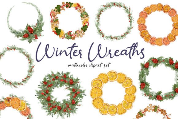 Winter Wreaths Watercolor Clipart Set Review for Real-World Design Projects